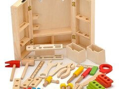 TRUSA DE SCULE DIN LEMN MONTESSORI CU 40 DE ACCESORII